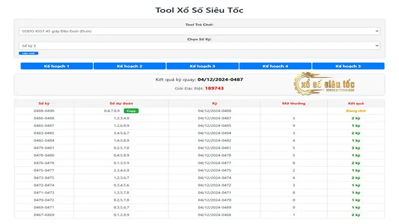 Tool xổ số siêu tốc